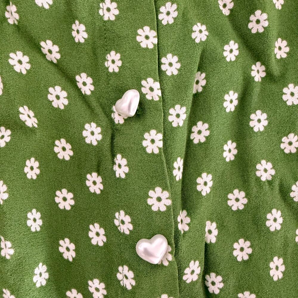 Reformation Lucian Dress Green Floral Mini Size 0 - Picture 7 of 7